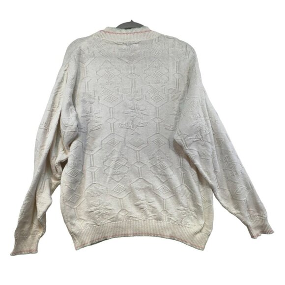 Frankenmuth Woolen Mill Womens Grannycore Sweater Size L Cream Pink Floral Embro - Picture 10 of 10